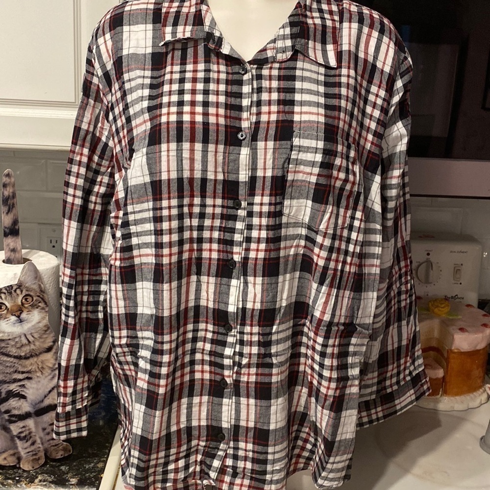 Z womens Erika casual long sleeve button front plus size plaid shirt 2X